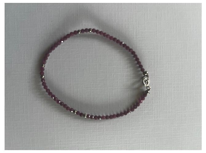 Autre Marque Bracciale in perle di rubino e argento - vista 8