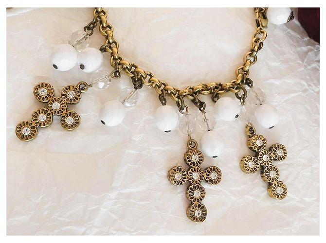 Bracciale Dolce & Gabbana Romantic acciaio dorato con croci e perle - vista 12