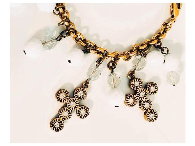 Bracciale Dolce & Gabbana Romantic acciaio dorato con croci e perle - vista 5