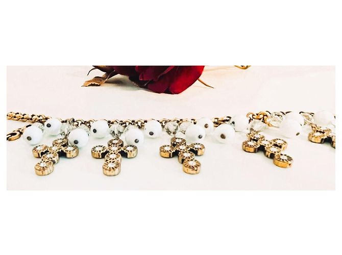 Bracciale Dolce & Gabbana Romantic acciaio dorato con croci e perle - vista 7