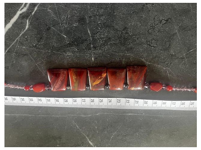 Autre Marque Collana di perle in diaspro rosso e cristallo - vista 4