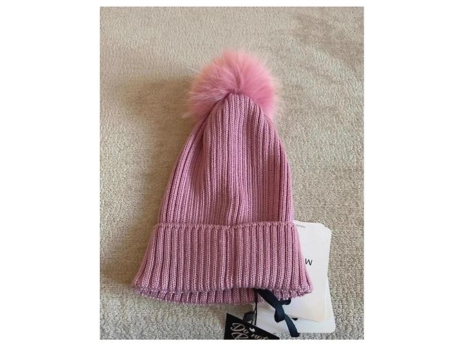 Moncler Berretto Lana Rosa Pom Pom - vista 3