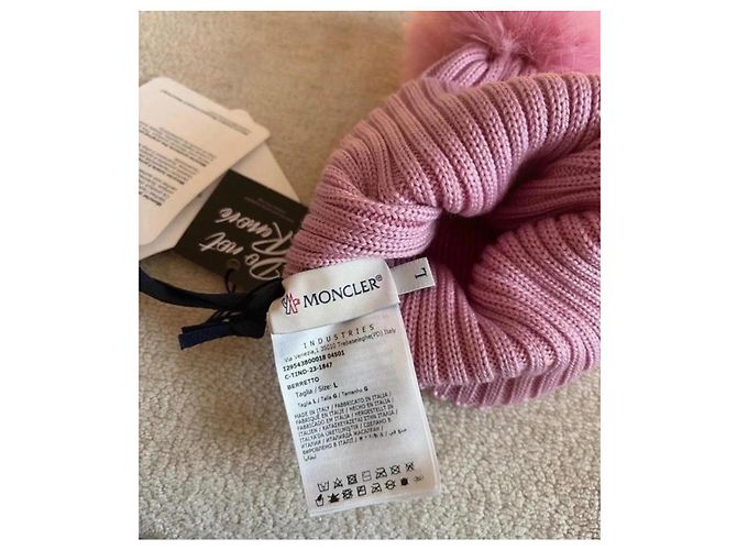 Moncler Berretto Lana Rosa Pom Pom - vista 4