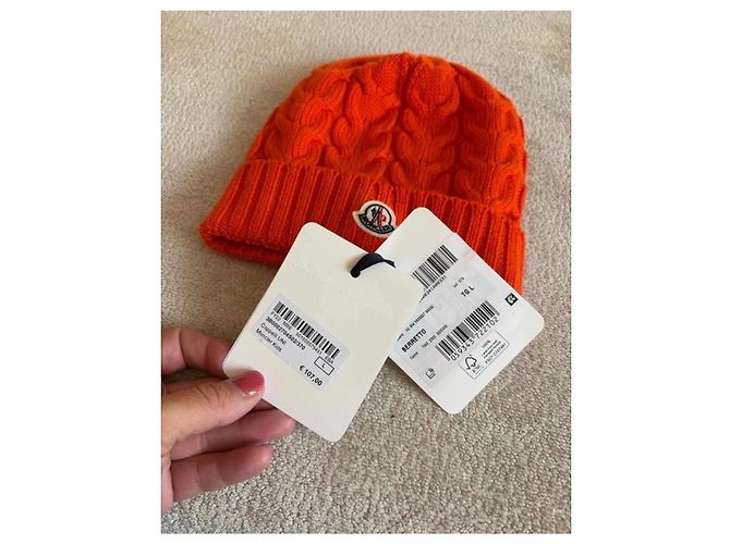 Moncler Gorro de malha de lã laranja - vista 2