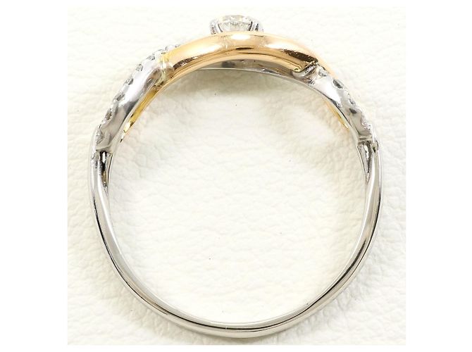Autre Marque Anello fede elegante in oro giallo 18K e platino - vista 2