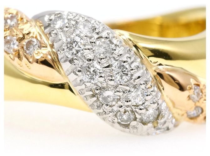 Autre Marque PT900 Platin- und 18K Gold Diamant-Bandring - Ansicht 2