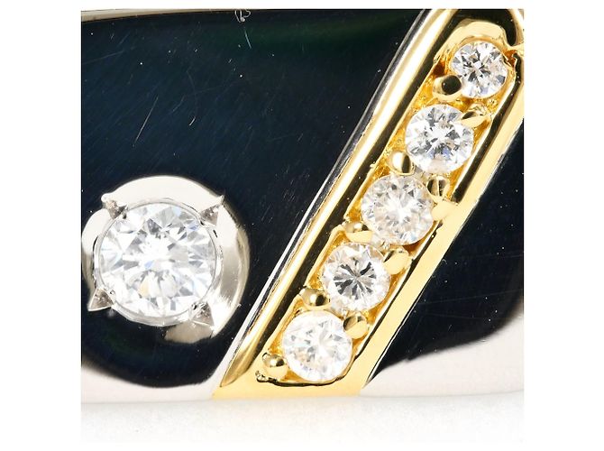 Autre Marque Ehering aus Platin und Gelbgold mit Diamant - Ansicht 2