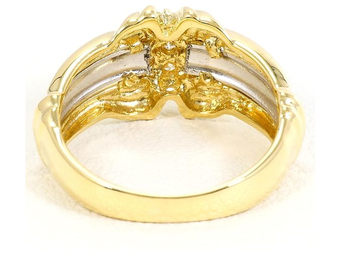Autre Marque Anello fede in oro giallo 18K e platino con diamanti - vista 3
