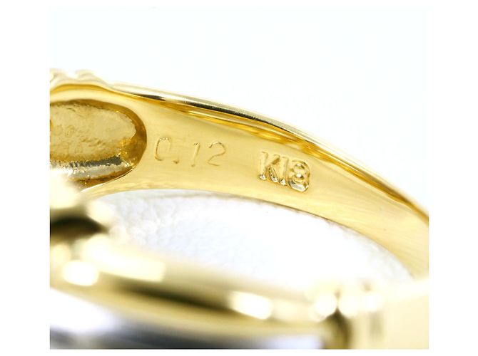 Autre Marque Anello fede in oro giallo 18K e platino con diamanti - vista 5