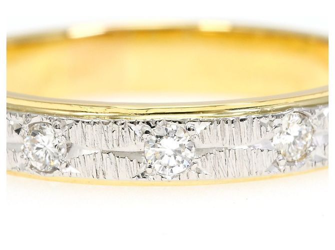 Autre Marque Ehering aus Platin und Gelbgold mit Diamant - Ansicht 2