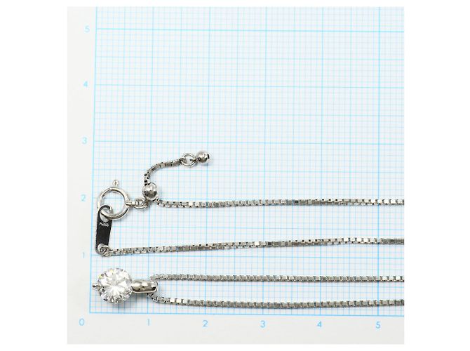 Autre Marque Platinhalskette mit Diamantanhänger - Ansicht 5
