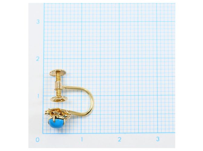 Autre Marque Orecchini a clip in oro giallo 18K con turchese - vista 2