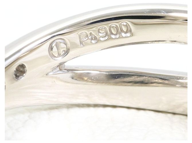 Autre Marque Platin-Bandring mit Aquamarin und Diamant - Ansicht 4