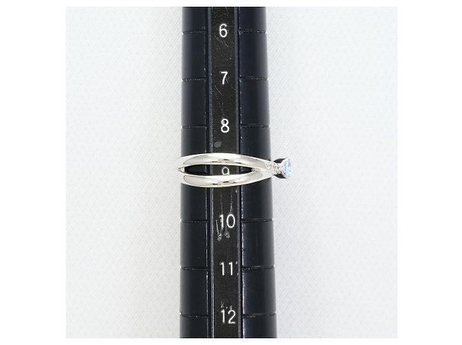 Autre Marque Platin-Bandring mit Aquamarin und Diamant - Ansicht 6