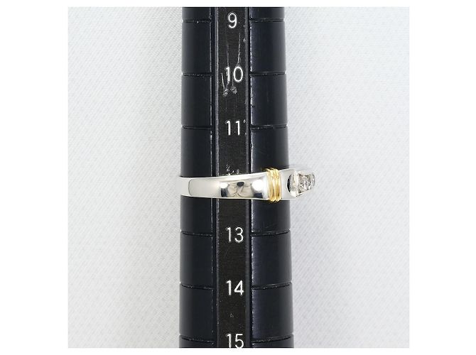 Autre Marque Ehering aus Platin und Gelbgold mit Diamant - Ansicht 7
