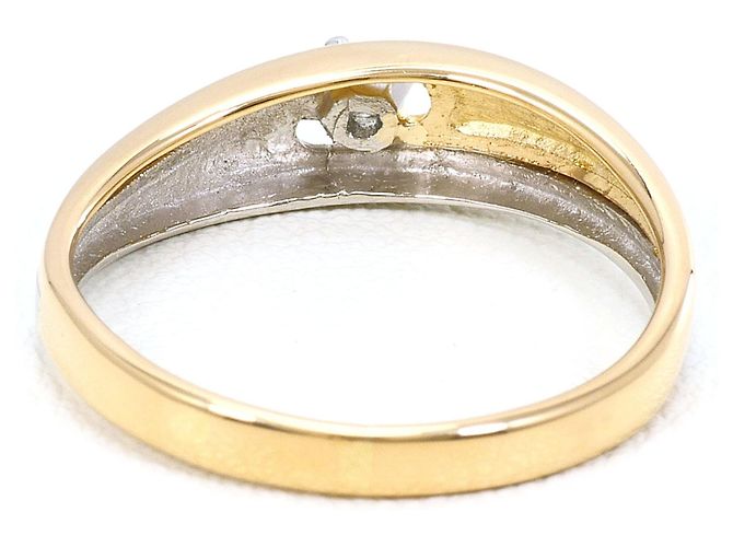 Autre Marque 18K Yellow Gold and Platinum Band Ring with Diamond - view 3