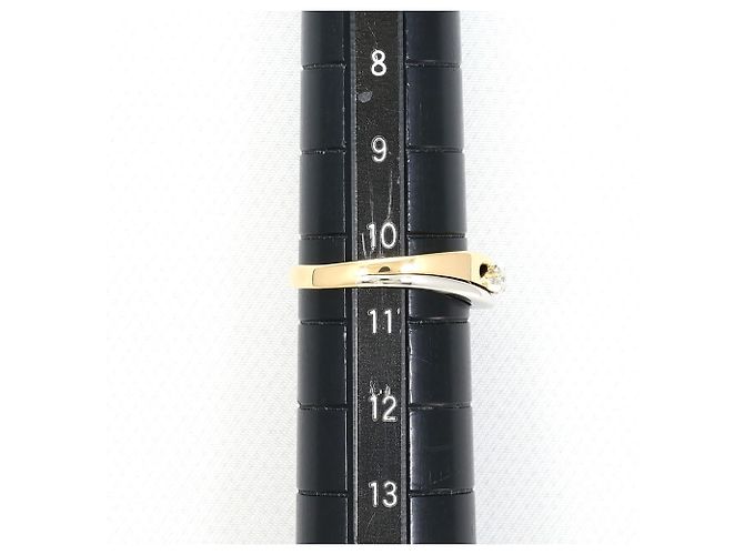Autre Marque 18K Yellow Gold and Platinum Band Ring with Diamond - view 5