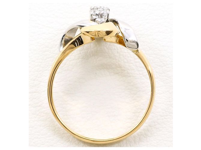 Autre Marque Ehering aus 18K Gelbgold und Platin mit Diamant - Ansicht 2