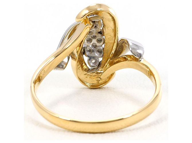 Autre Marque Ehering aus 18K Gelbgold und Platin mit Diamant - Ansicht 3