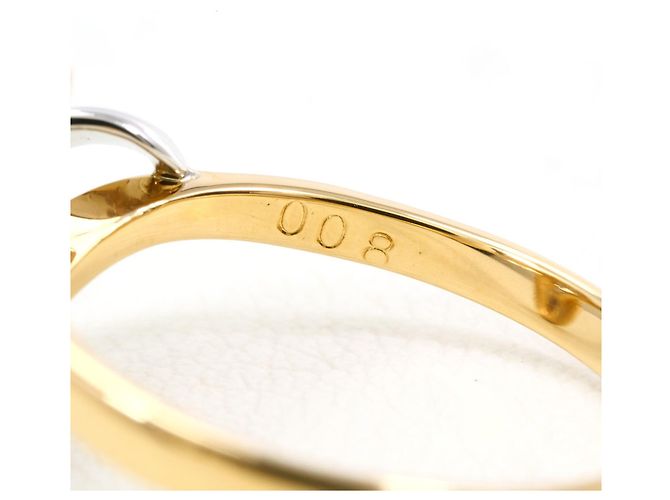 Autre Marque Ehering aus 18K Gelbgold und Platin mit Diamant - Ansicht 4