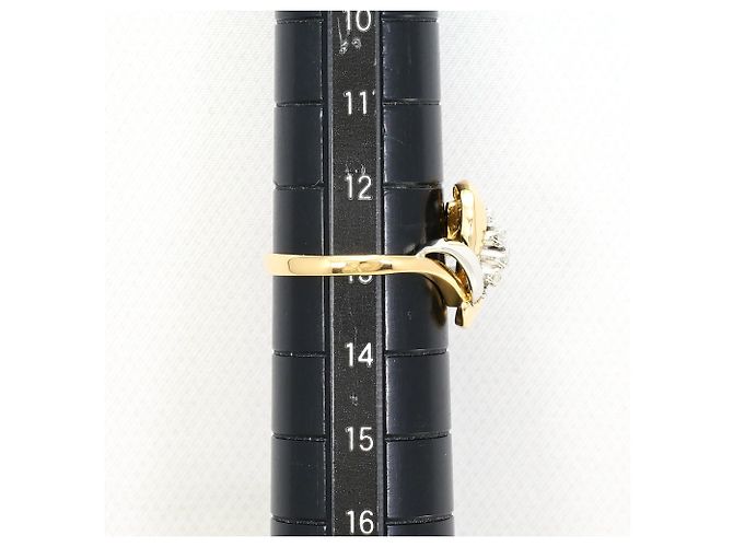 Autre Marque Ehering aus 18K Gelbgold und Platin mit Diamant - Ansicht 6