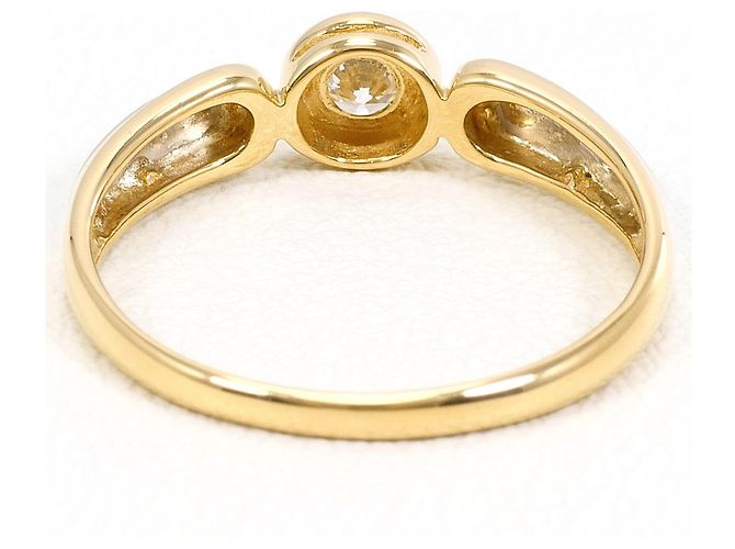 Autre Marque Ehering aus 18K Gelbgold und Platin mit Diamant - Ansicht 3