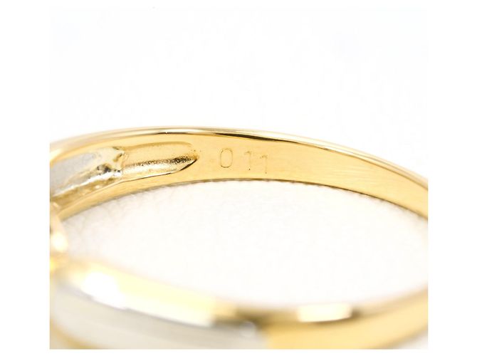 Autre Marque Ehering aus 18K Gelbgold und Platin mit Diamant - Ansicht 4