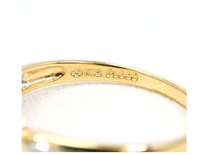 Autre Marque Ehering aus 18K Gelbgold und Platin mit Diamant - Ansicht 5