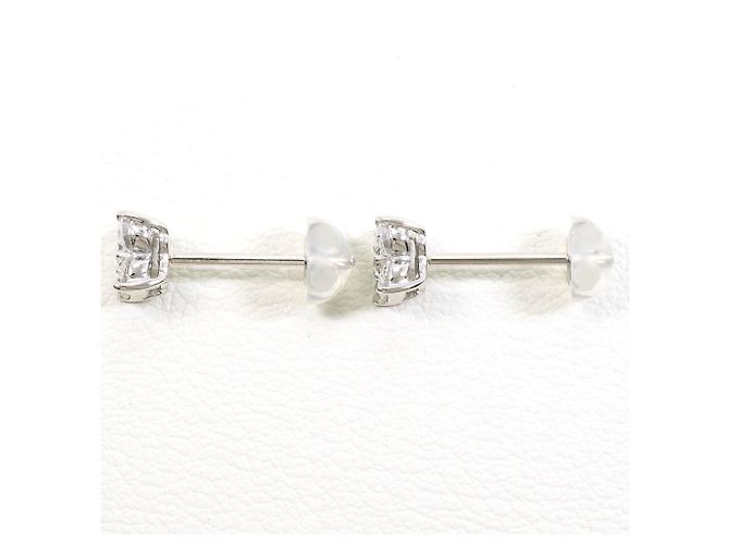 Autre Marque PT900 Platin-Stecker Ohrringe mit Diamanten - Ansicht 2
