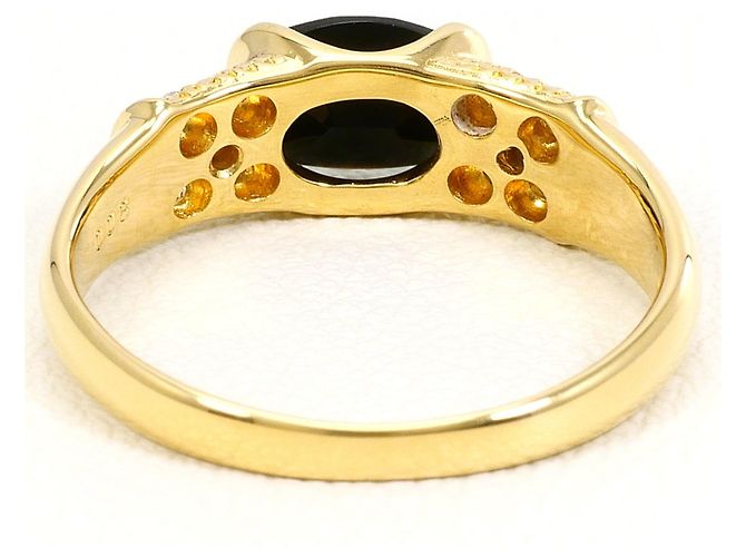 Autre Marque Anello a fascia elegante in oro giallo 18K con onice e diamante - vista 3
