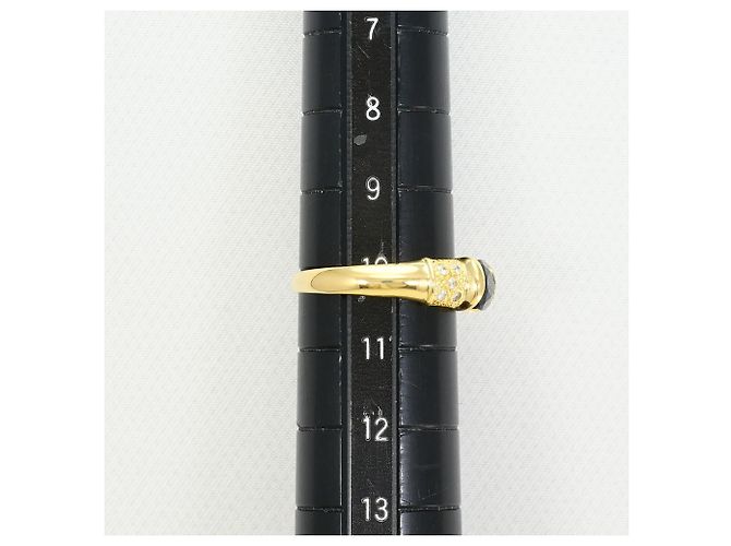 Autre Marque Anello a fascia elegante in oro giallo 18K con onice e diamante - vista 6