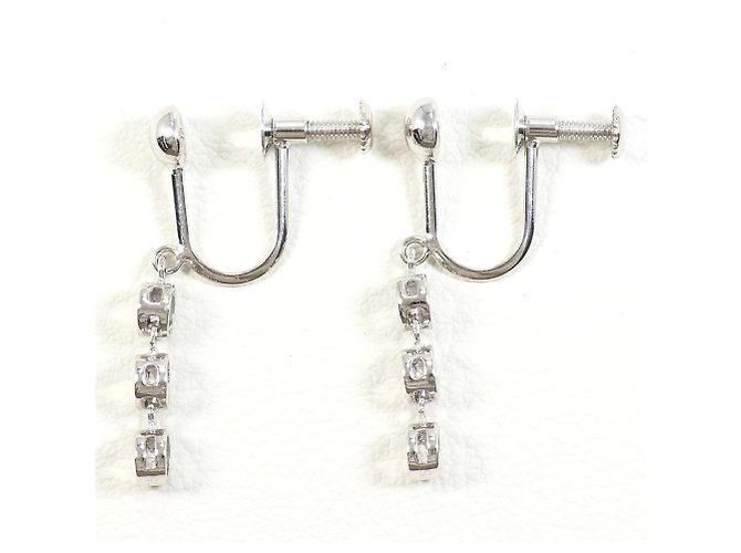 Autre Marque Orecchini a clip in oro bianco 14K con diamanti - vista 2