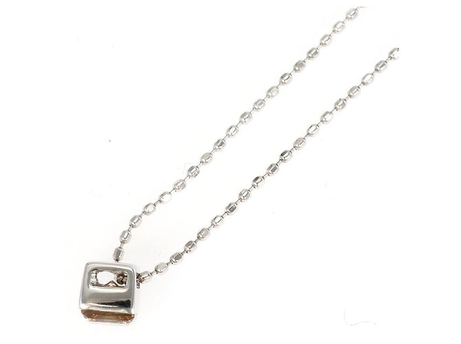 Autre Marque Collana elegante in oro bianco 18K con diamante brown - vista 3