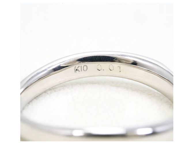 Autre Marque Ehering aus 10K Weißgold mit Diamant - Ansicht 4