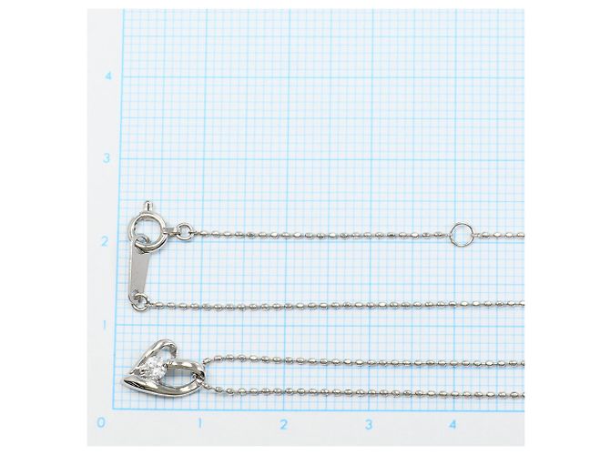 Autre Marque Platinhalskette mit Diamantanhänger - Ansicht 4