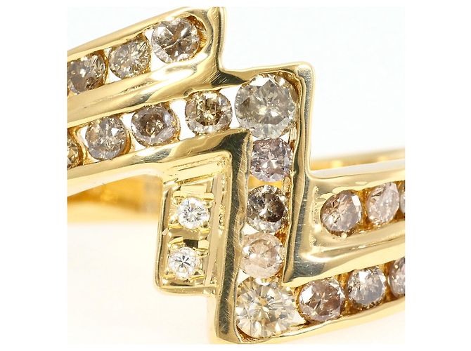 Autre Marque Anillo banda de oro amarillo 18K con diamante marrón - vista 2