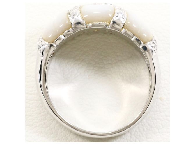 Autre Marque Anello fede elegante in oro bianco 18K con diamante e conchiglia - vista 3