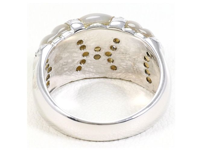 Autre Marque Anello fede elegante in oro bianco 18K con diamante e conchiglia - vista 4