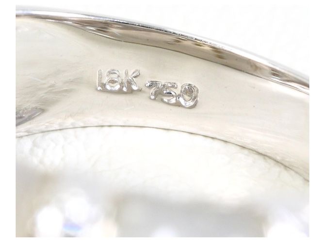 Autre Marque Anello fede elegante in oro bianco 18K con diamante e conchiglia - vista 5