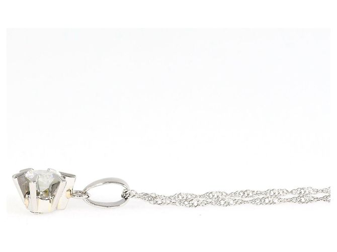 Autre Marque Platinhalskette mit Diamantanhänger - Ansicht 2