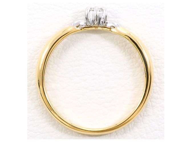 Autre Marque Anello fede in oro giallo 18K e platino con diamante - vista 2