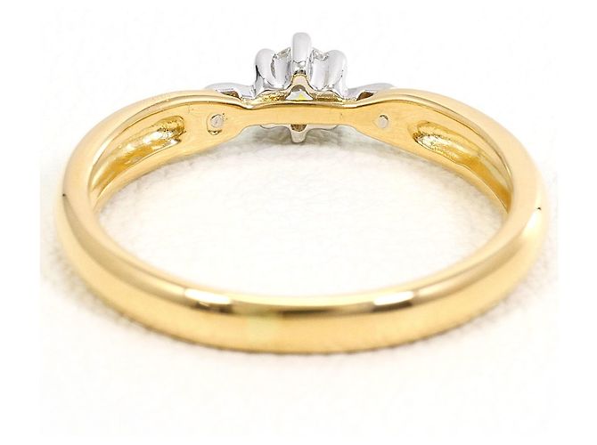 Autre Marque Anello fede in oro giallo 18K e platino con diamante - vista 3