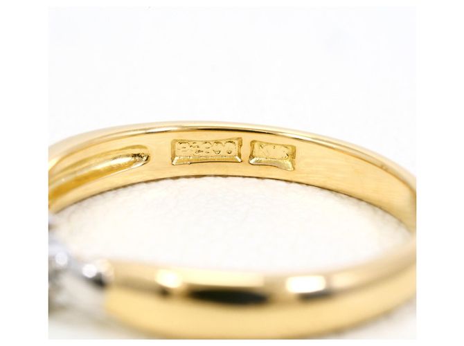Autre Marque Anello fede in oro giallo 18K e platino con diamante - vista 4