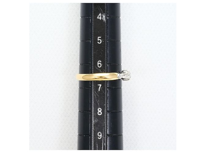 Autre Marque Anello fede in oro giallo 18K e platino con diamante - vista 6