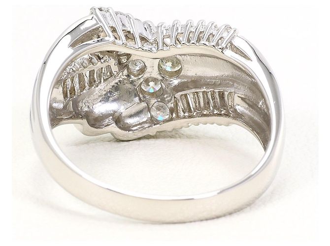 Autre Marque Platin-Ehering mit Diamant - Ansicht 4