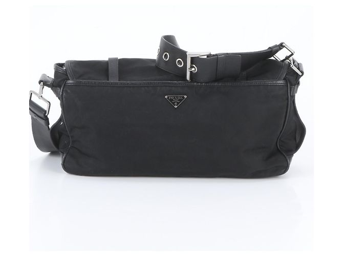 Borsa a tracolla in pelle e nylon Tessuto con logo triangolare Prada - vista 3