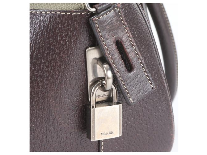 Prada Triangle Logo Leder Canvas Tote Bag - Ansicht 11