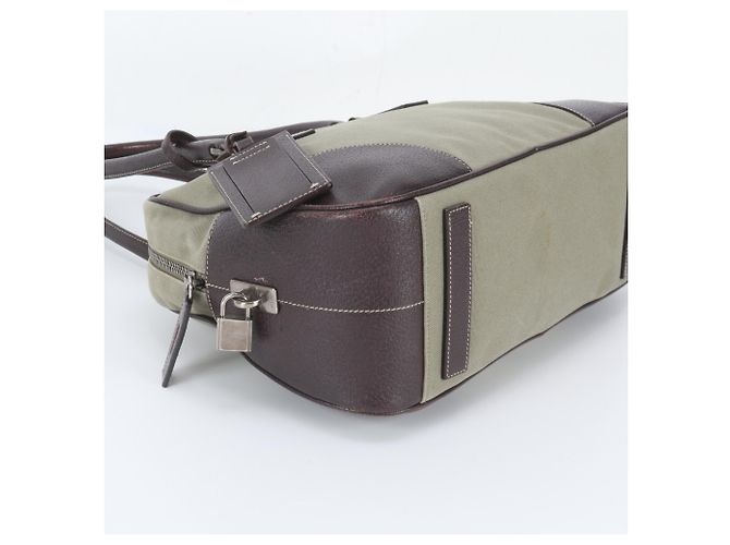 Prada Triangle Logo Leder Canvas Tote Bag - Ansicht 5