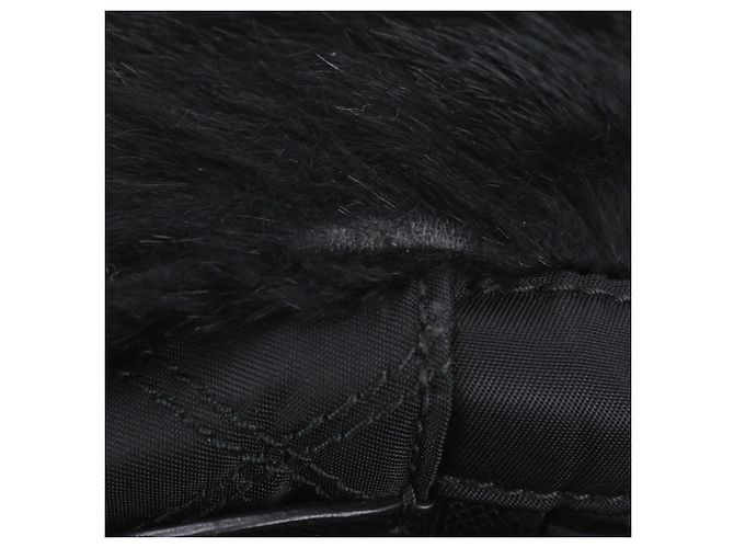 Prada Tessuto Nylon Rabbit Fur Leather Backpack - view 12