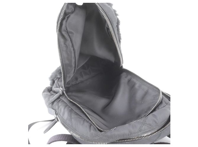 Prada Tessuto Nylon Rabbit Fur Leather Backpack - view 6